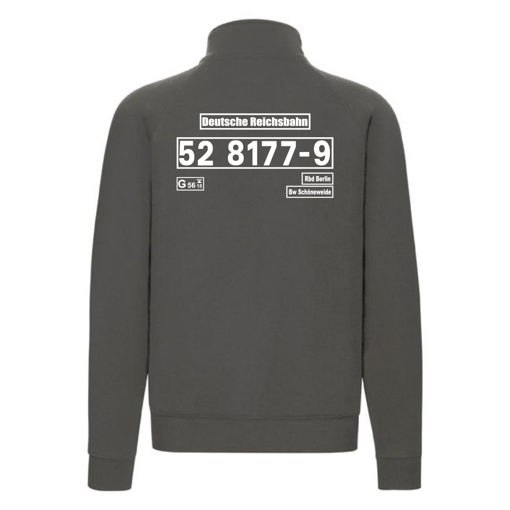 Anthrazitgraue Sweat-Jacke mit Loknummer 52 8177-9 der Deutschen Reichsbahn