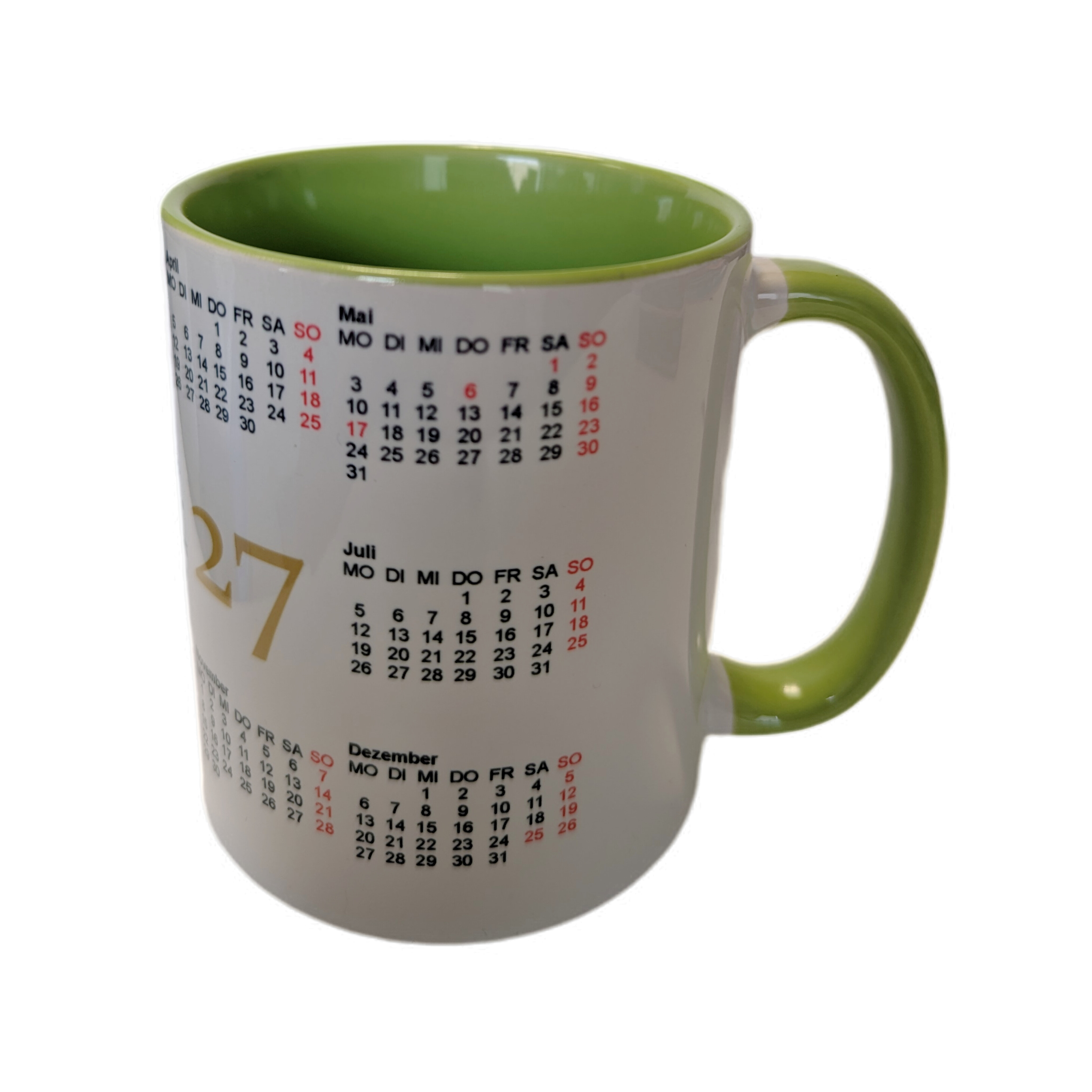 Sammlertasse mit Kalender 2027 und DR-Logo