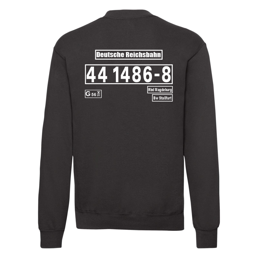 Schwarzes Sweat-Shirt mit Loknummer 44 1486-8 der Deutschen Reichsbahn