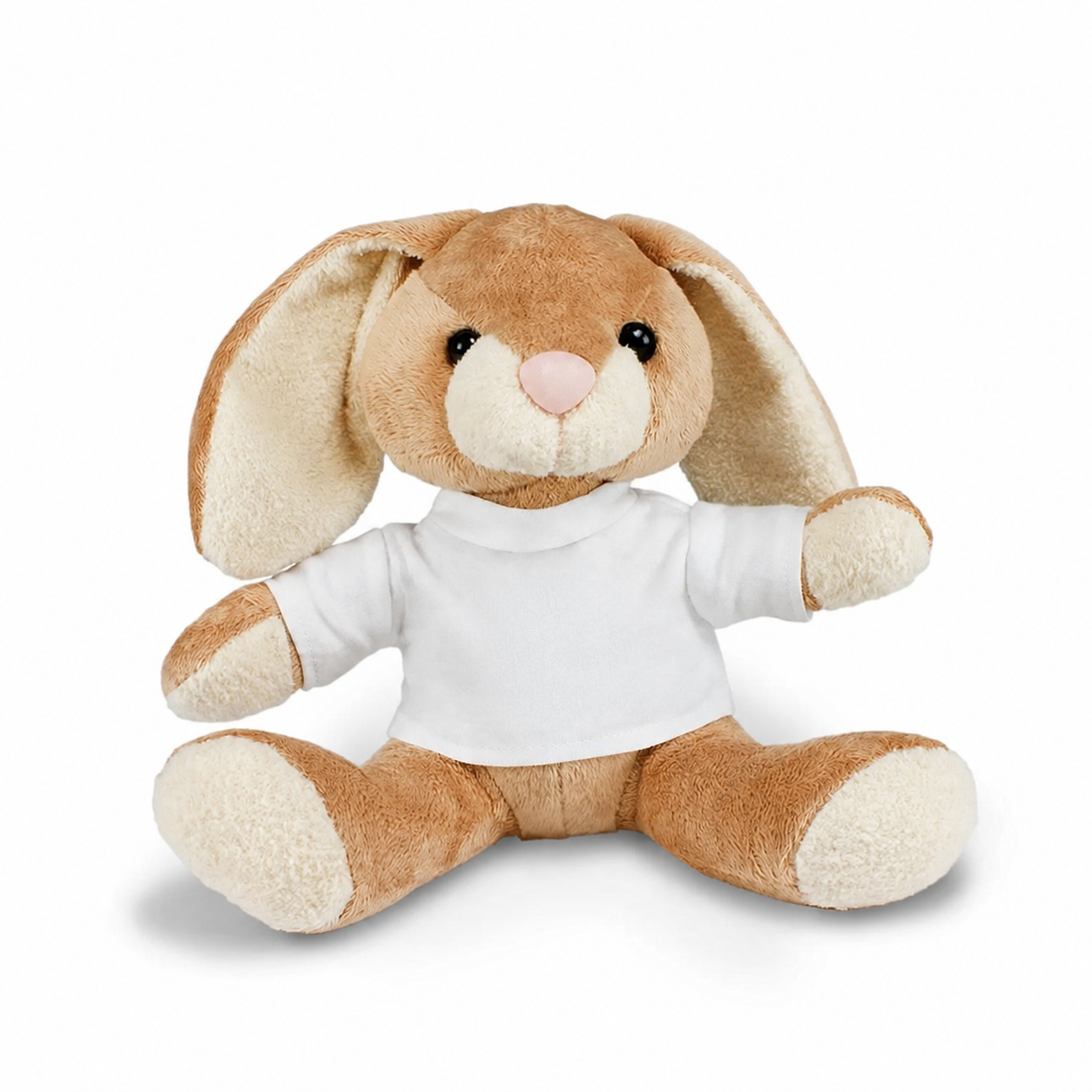 Kuscheltier Hase mit T-Shirt und Eisenbahnmotiv