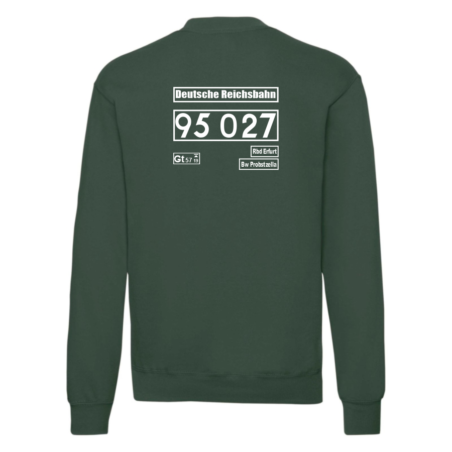 Dunkelgrünes Sweat-Shirt mit Loknummer 95 027 der Deutschen Reichsbahn
