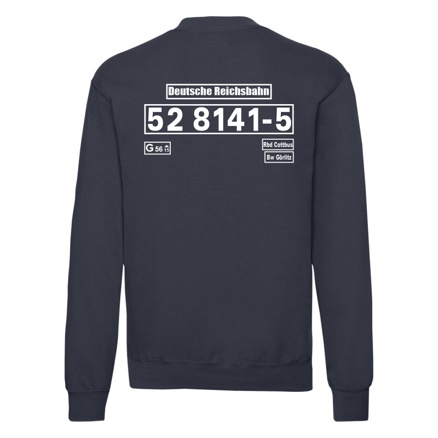 Dunkelblaues Sweat-Shirt mit Loknummer 52 8141-5 der Deutschen Reichsbahn