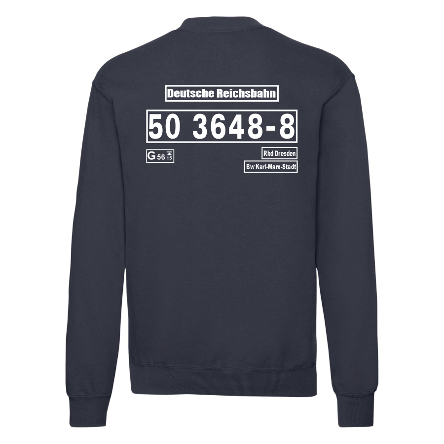 Dunkelblaues Sweat-Shirt mit Loknummer 50 3648-8 der Deutschen Reichsbahn