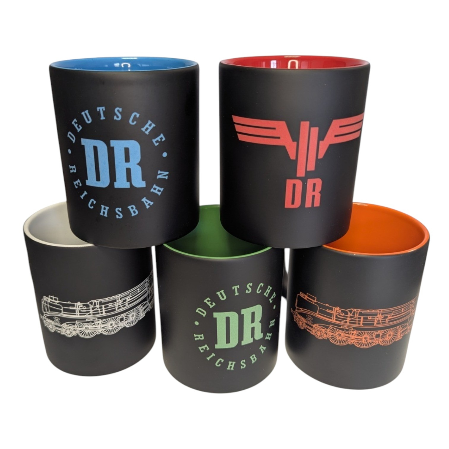 Laser Tasse mit Reichsbahn Motiv