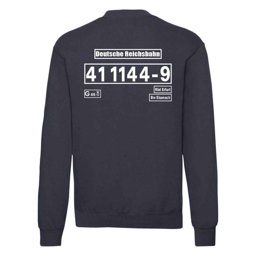Dunkelblaues Sweat-Shirt mit Loknummer 41 1144-9 der Deutschen Reichsbahn