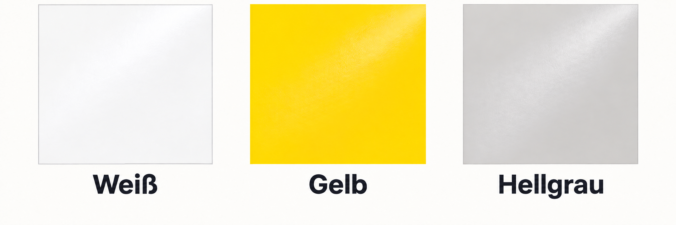 Flexdruck-Farbmuster: Weiß, Gelb und Hellgrau