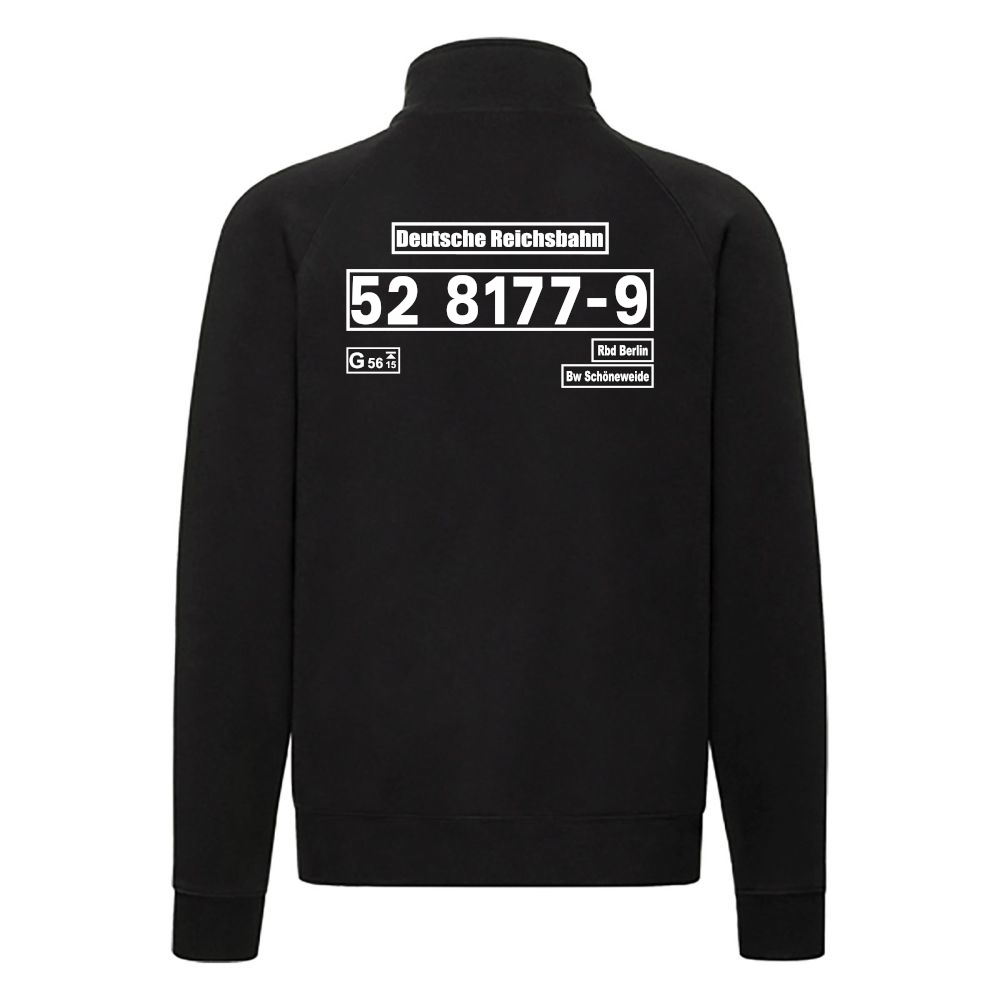 Schwarze Sweat-Jacke mit Loknummer 52 8177-9 der Deutschen Reichsbahn