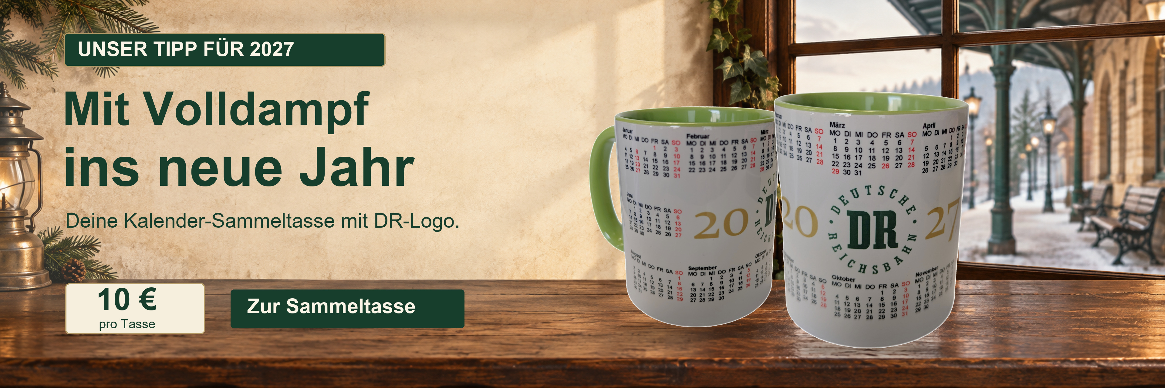Unser Tipp für 2027: Kalender-Sammeltasse mit DR-Logo, 10 Euro pro Tasse – jetzt entdecken.