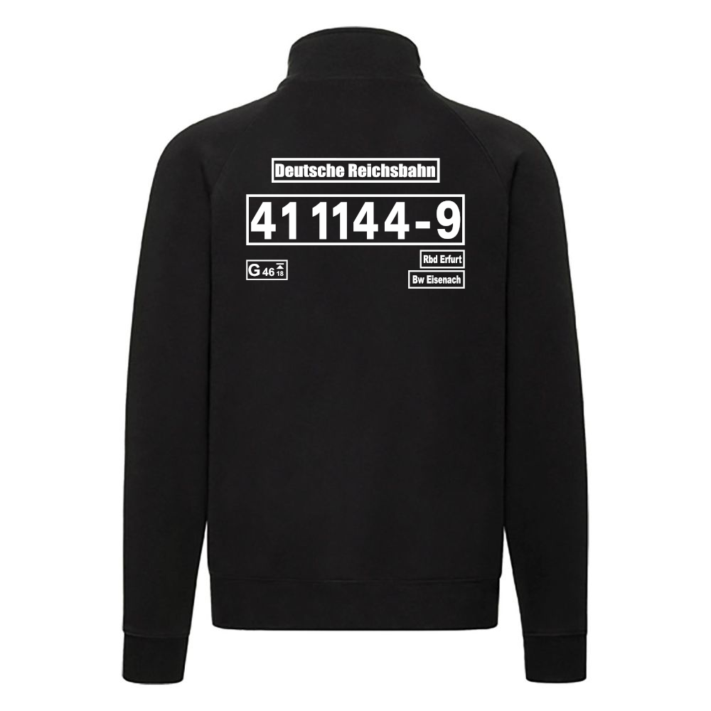 Schwarze Sweat-Jacke mit Loknummer 41 1144-9 der Deutschen Reichsbahn