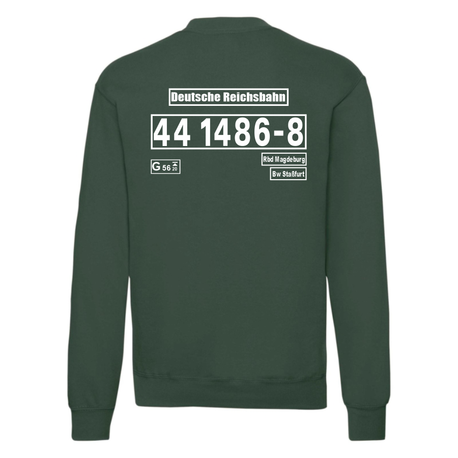 Dunkelgrünes Sweat-Shirt mit Loknummer 44 1486-8 der Deutschen Reichsbahn