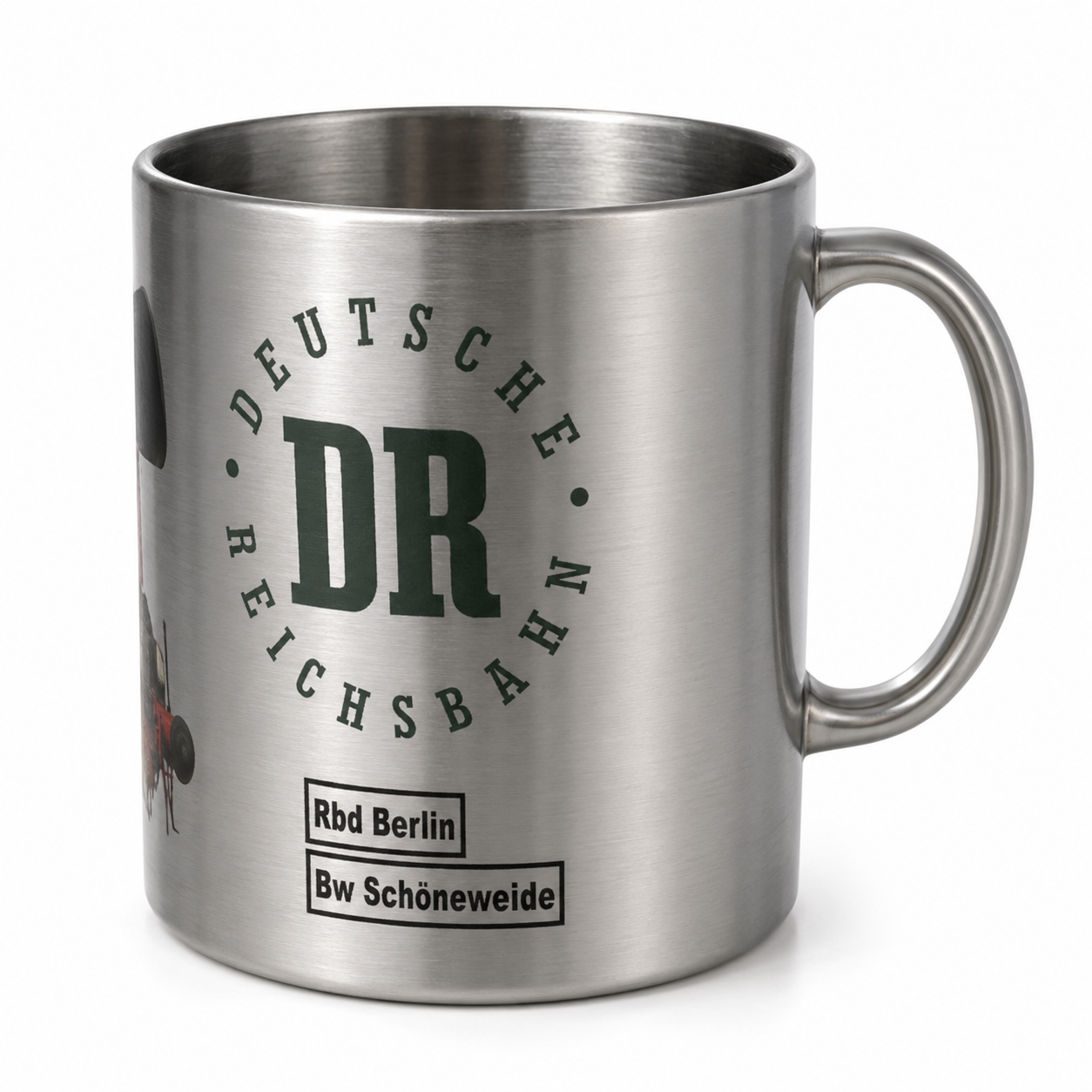 Edelstahlbecher mit Loknummer 52 8177-9 der Deutschen Reichsbahn