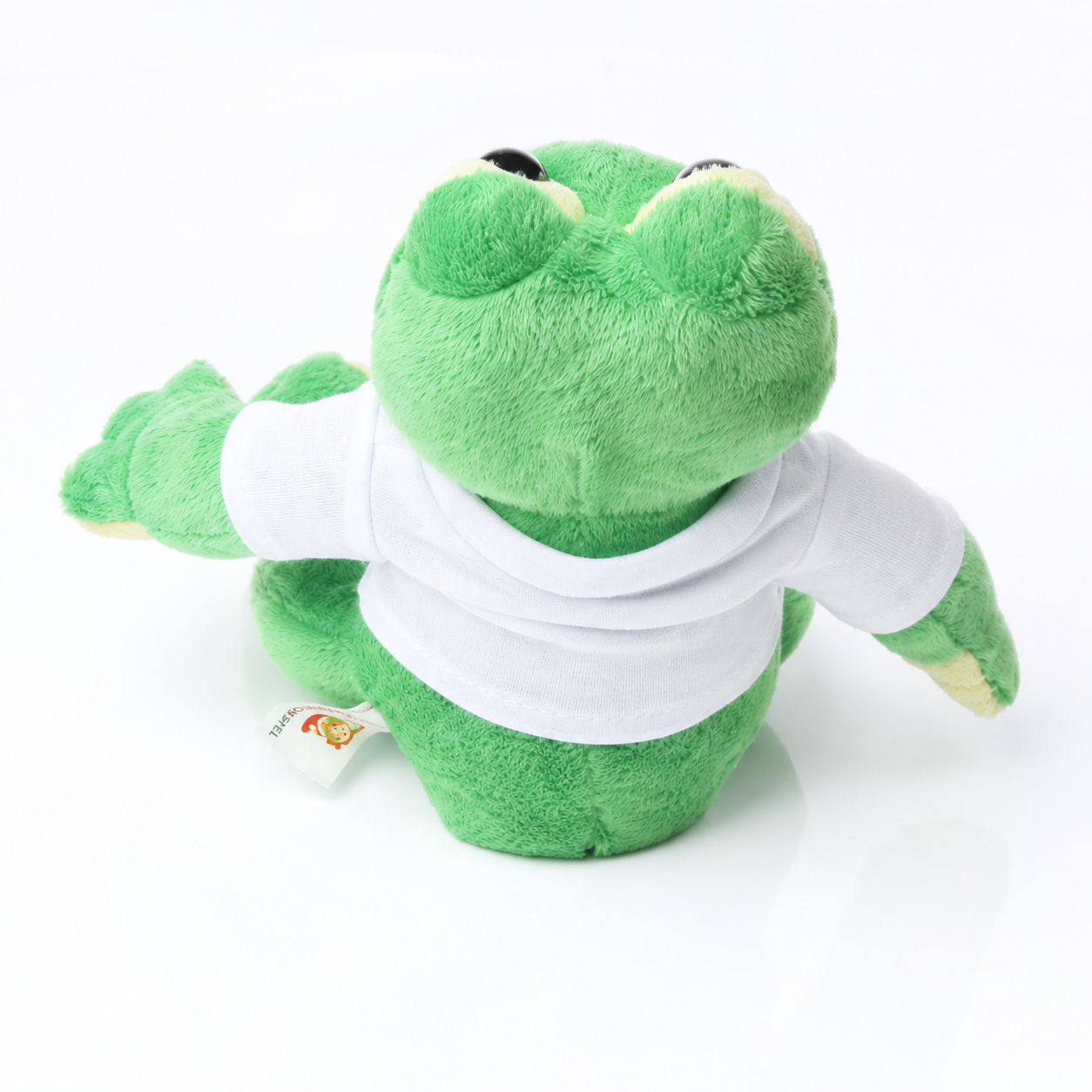 Kuscheltier Frosch mit T-Shirt und Eisenbahnmotiv