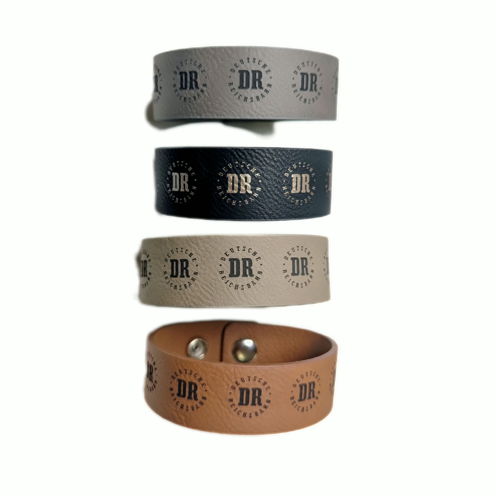 Lederarmbänder mit DR-Logo der Deutschen Reichsbahn