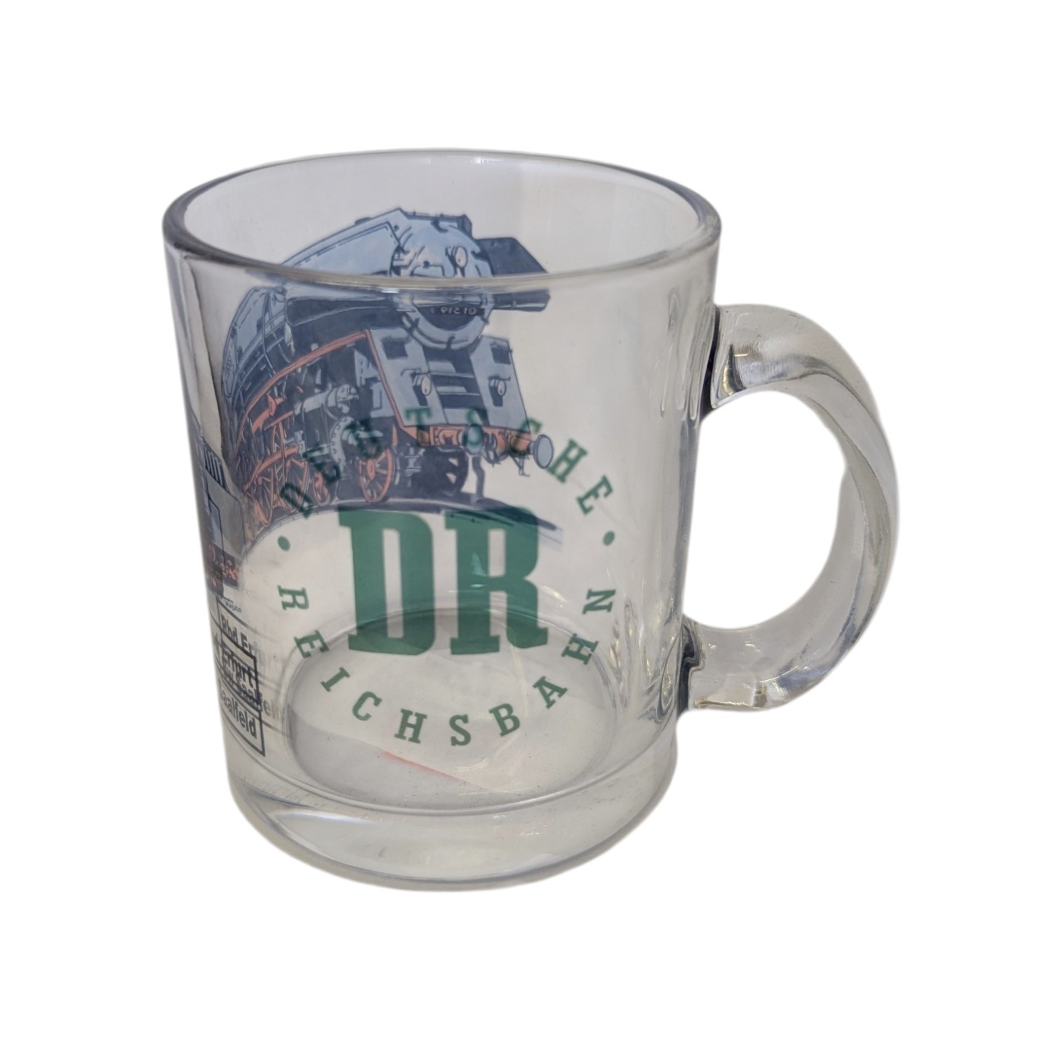 Glastasse mit Reichsbahn Motiv