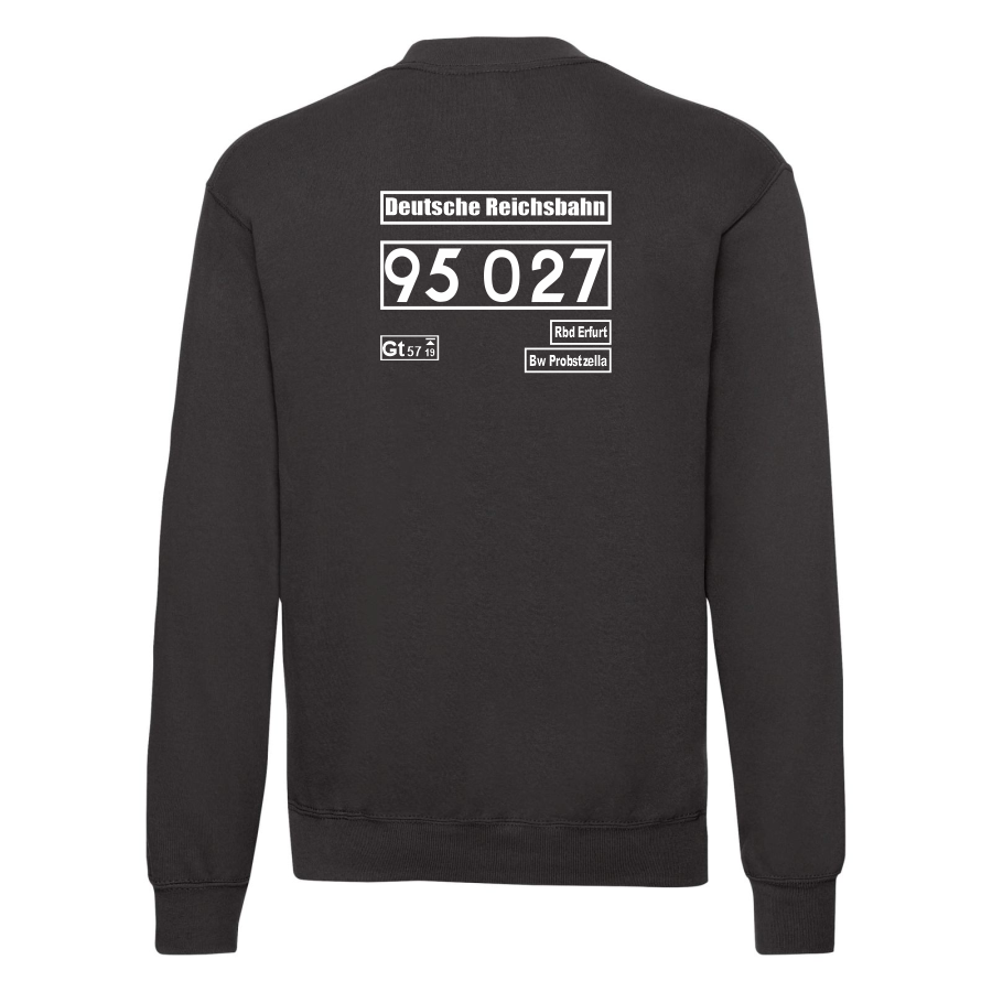 Schwarzes Sweat-Shirt mit Loknummer 95 027 der Deutschen Reichsbahn
