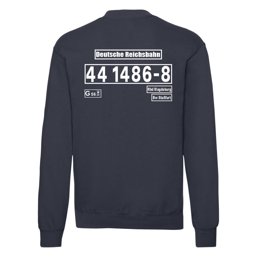 Dunkelblaues Sweat-Shirt mit Loknummer 44 1486-8 der Deutschen Reichsbahn