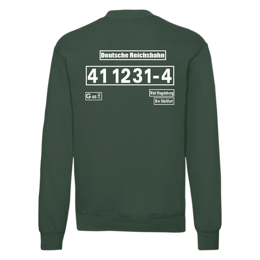 Dunkelgrünes Sweat-Shirt mit Loknummer 41 1231-4 der Deutschen Reichsbahn
