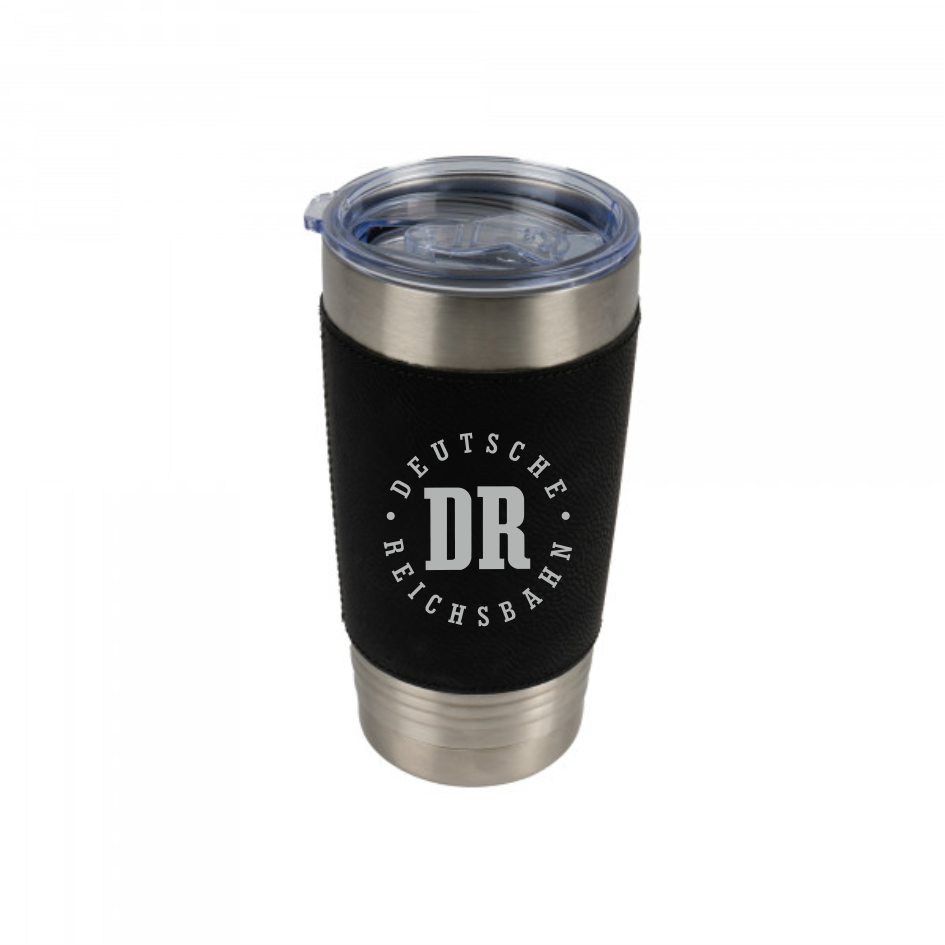 Schwarzer Thermobecher mit DR-Logo