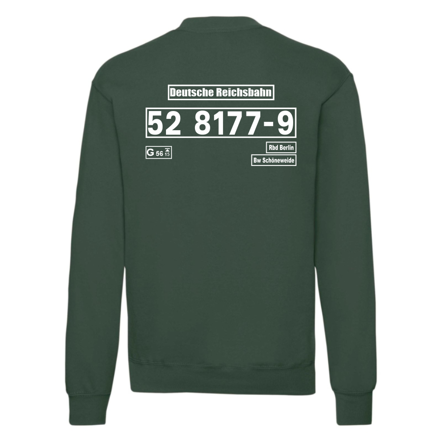 Dunkelgrünes Sweat-Shirt mit Loknummer 52 8177-9 der Deutschen Reichsbahn