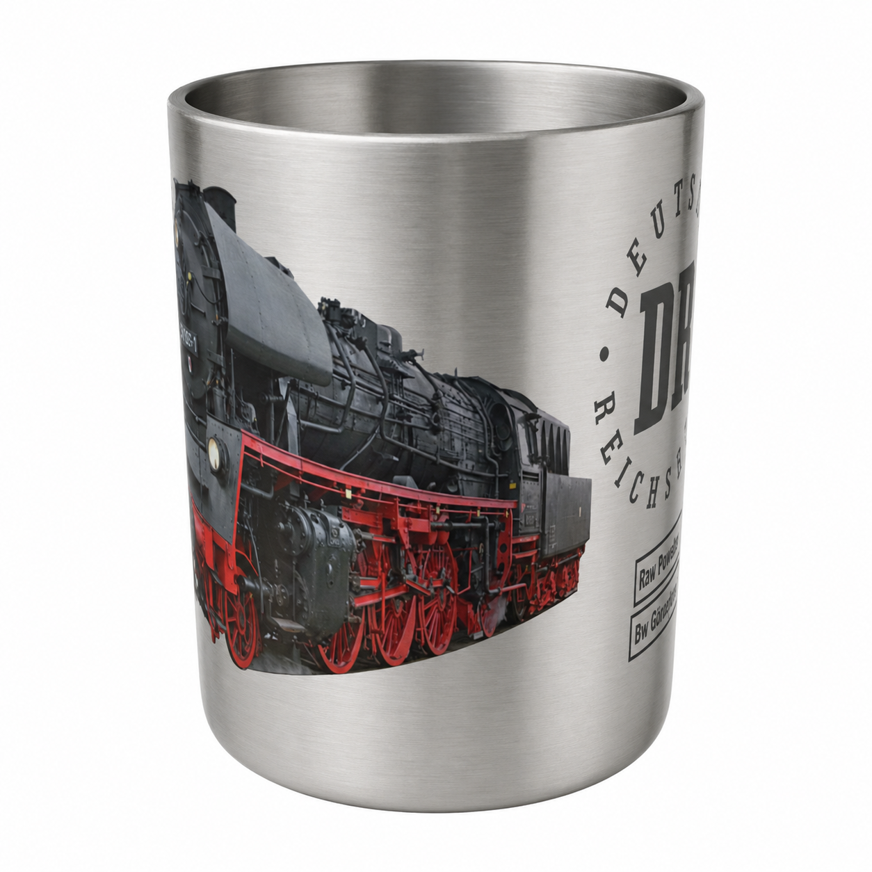 Edelstahlbecher mit Loknummer 35 1097-1 der Deutschen Reichsbahn