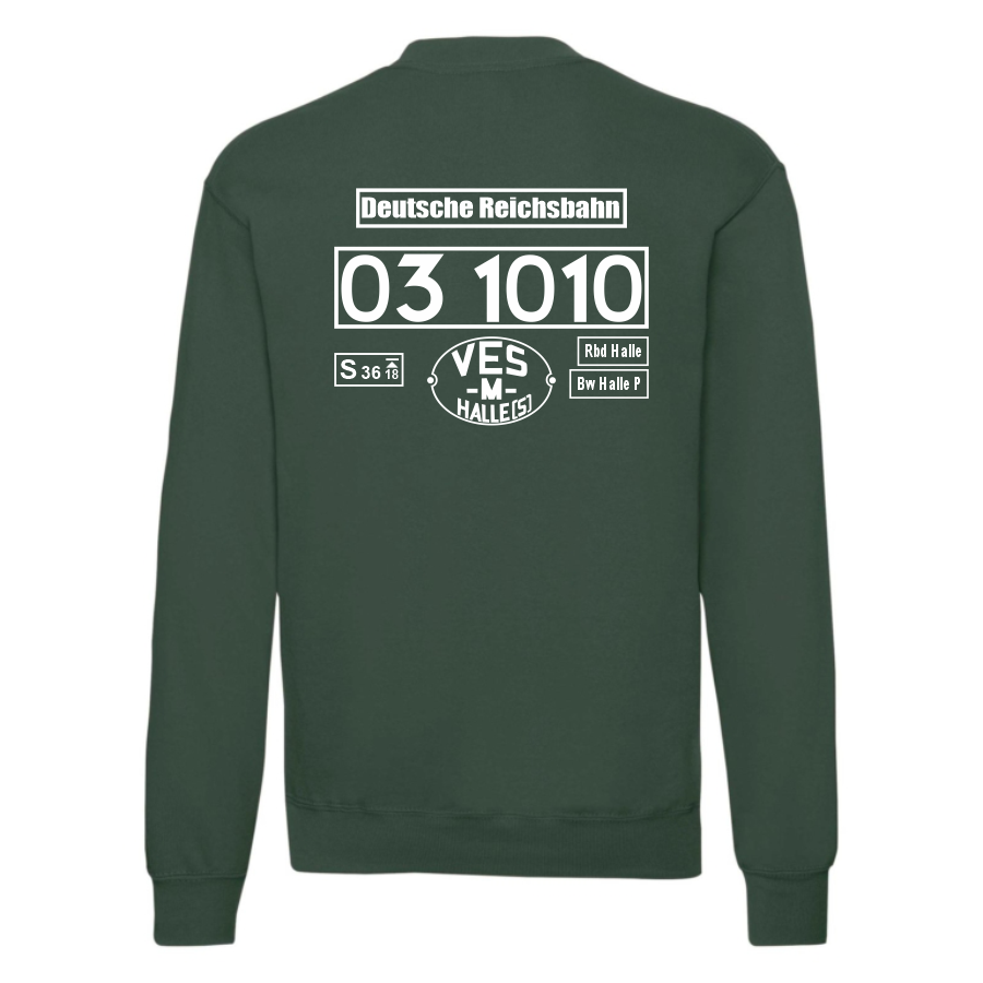 Dunkelgrünes Sweat-Shirt mit Loknummer 03 1010 der Deutschen Reichsbahn