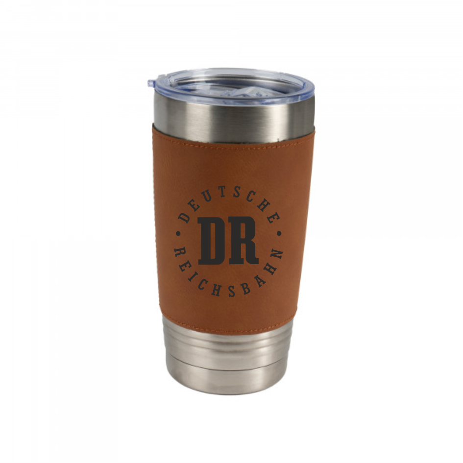 Brauner Thermobecher mit DR-Logo