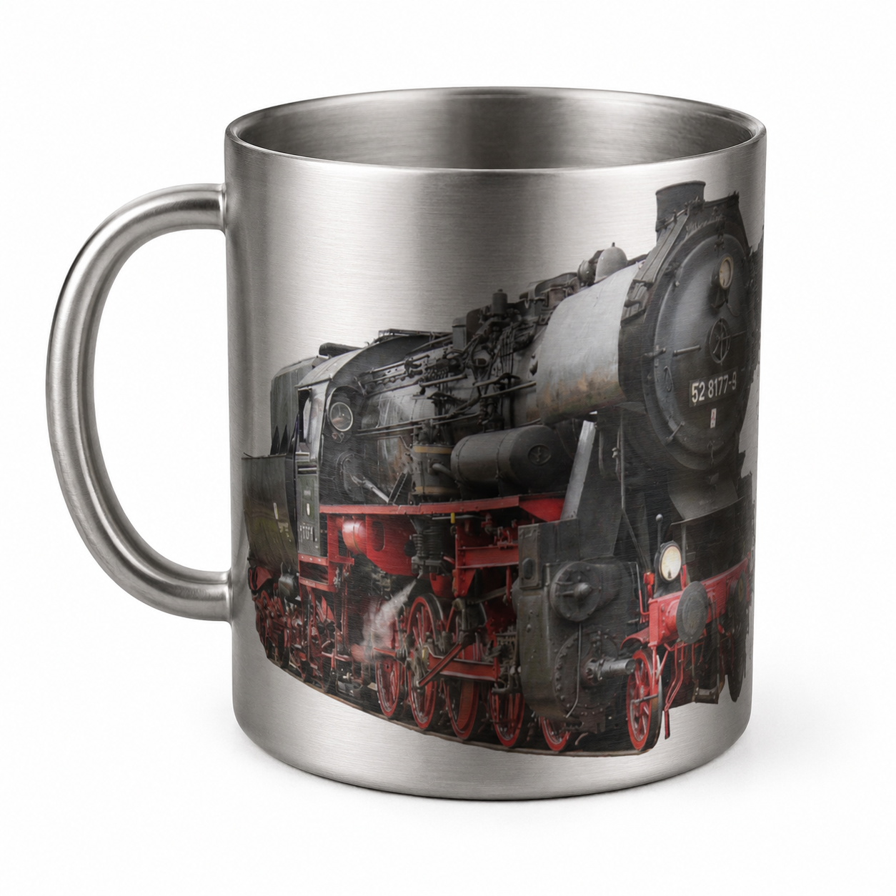 Edelstahlbecher mit Loknummer 52 8177-9 der Deutschen Reichsbahn