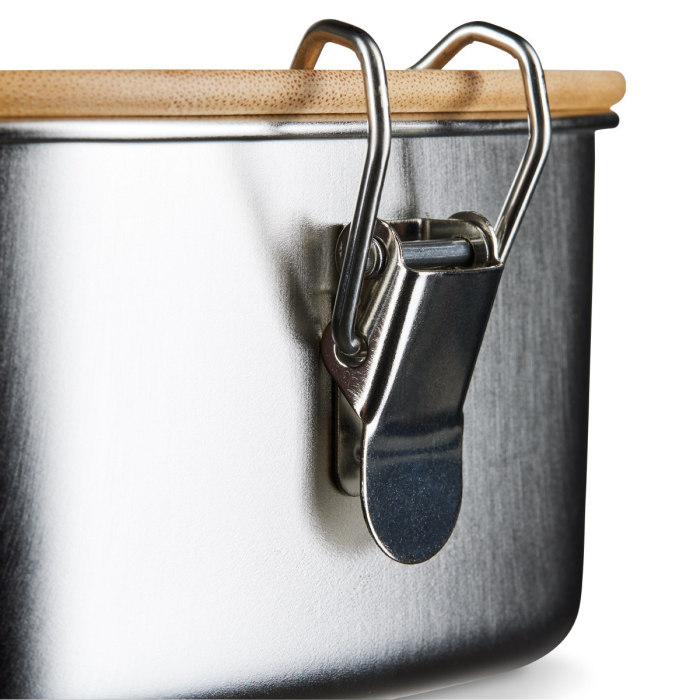 Lunchbox aus Edelstahl mit Bambusdeckel