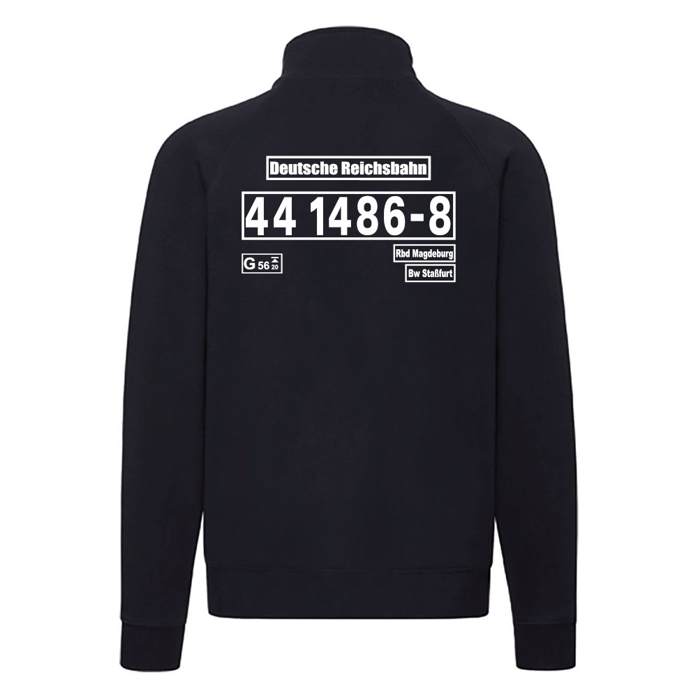 Dunkelblaue Sweat-Jacke mit Loknummer 44 1486-8 der Deutschen Reichsbahn