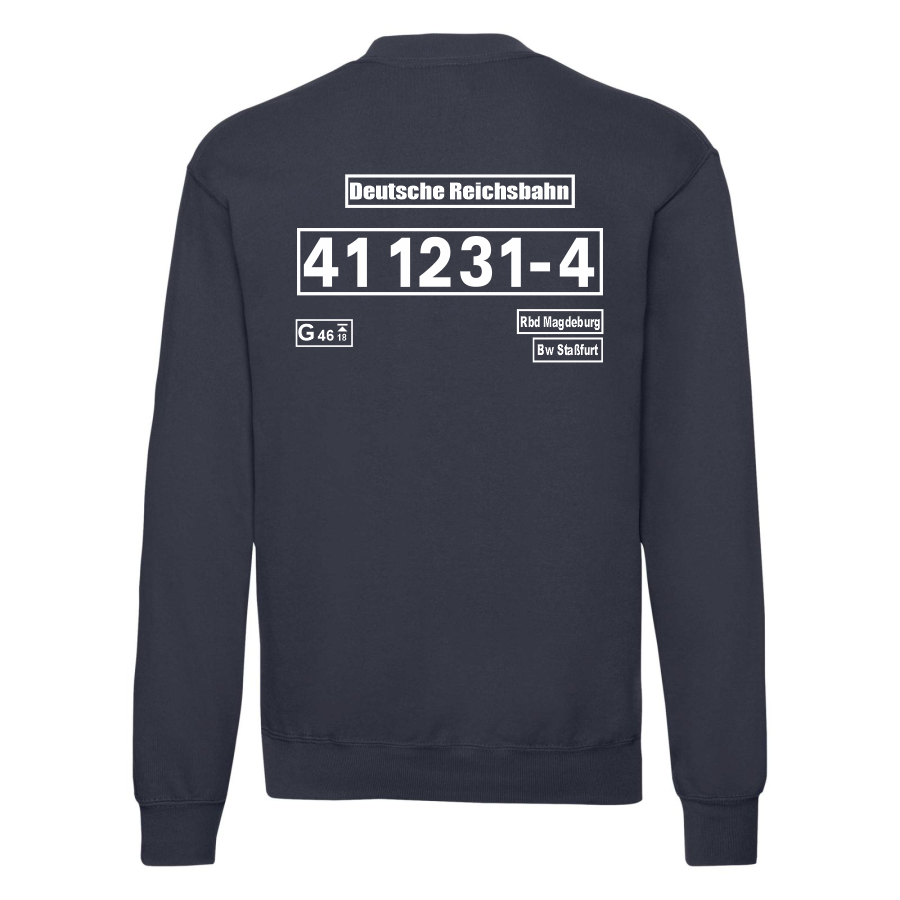 Dunkelblaues Sweat-Shirt mit Loknummer 41 1231-4 der Deutschen Reichsbahn