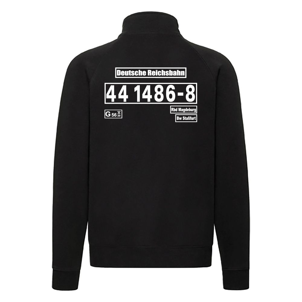 Schwarze Sweat-Jacke mit Loknummer 44 1486-8 der Deutschen Reichsbahn